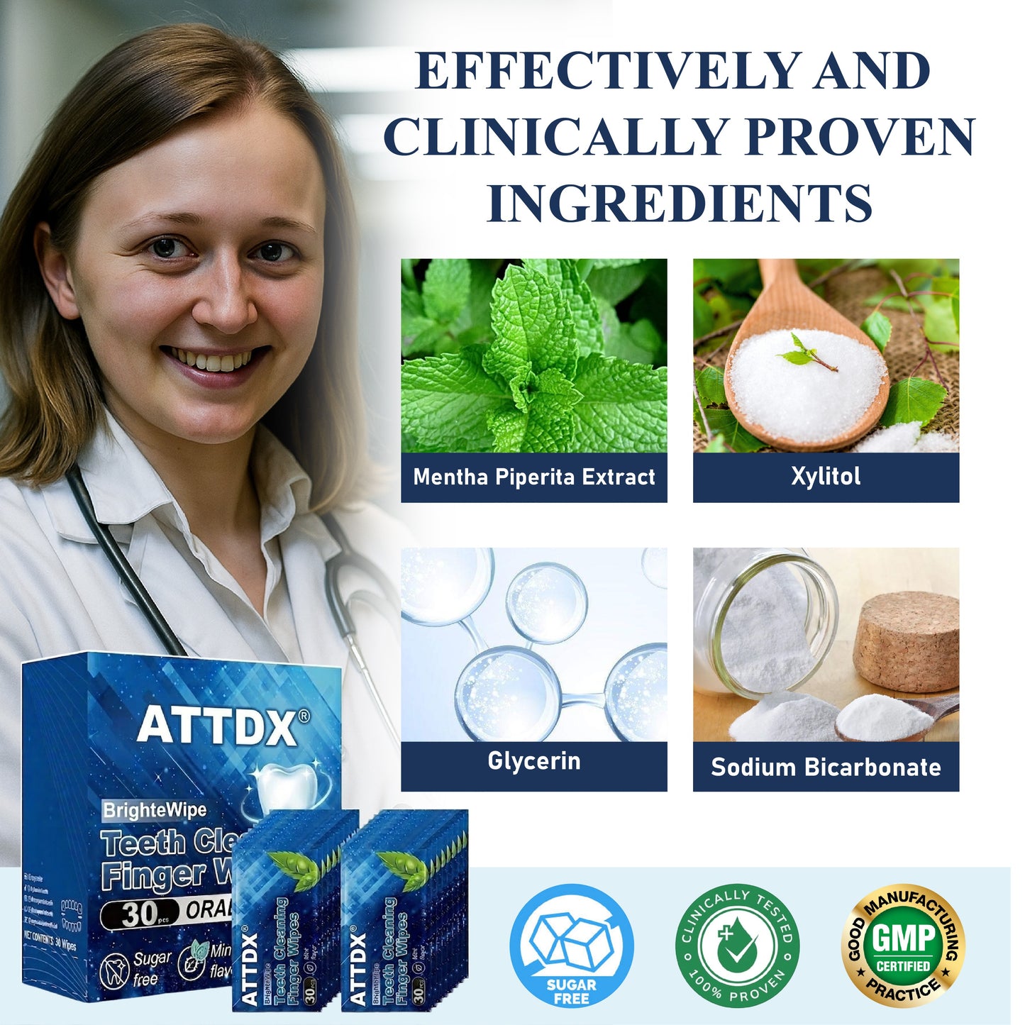 ATTDX® BrighteWipe Teeth Cleaning Finger Wipes