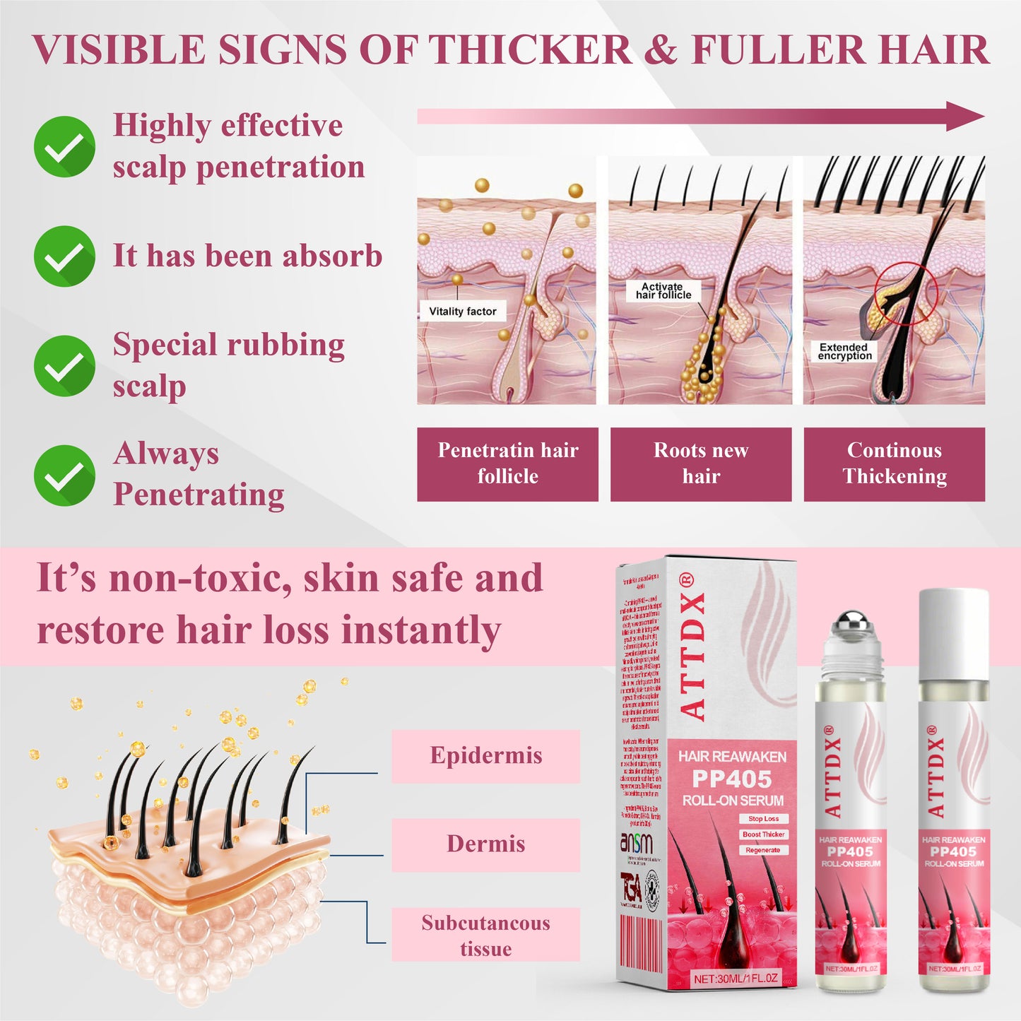 ATTDX® Hair Reawaken PP405 Roll-On Serum for Women 👩