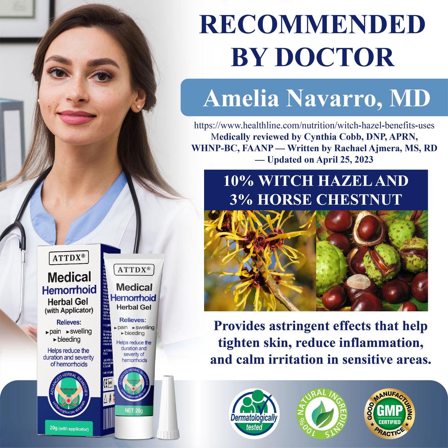 ATTDX® Medical Hemorrhoid Herbal Gel with Applicator