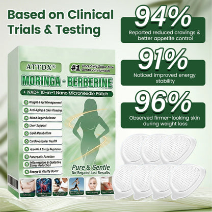 ATTDX® Moringa · Berberine + NAD+ 10-in-1 Nano Microneedle Patch