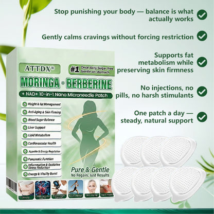 ATTDX® Moringa · Berberine + NAD+ 10-in-1 Nano Microneedle Patch