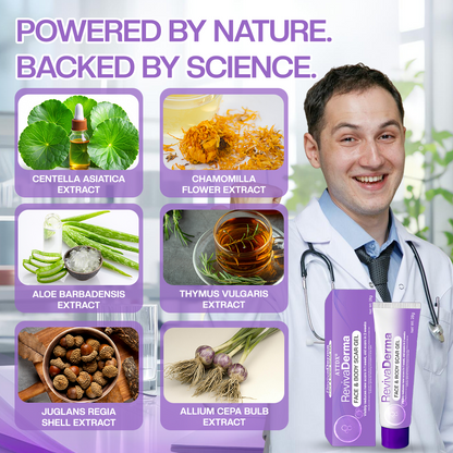 ATTDX® RevivaDerma Face & Body Scar Gel - Clinically proven to flatten and fade surgical scars, acne marks, burns, and trauma-related scars