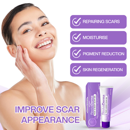 ATTDX® RevivaDerma Face & Body Scar Gel - Clinically proven to flatten and fade surgical scars, acne marks, burns, and trauma-related scars