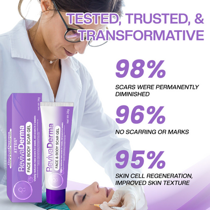 ATTDX® RevivaDerma Face & Body Scar Gel - Clinically proven to flatten and fade surgical scars, acne marks, burns, and trauma-related scars