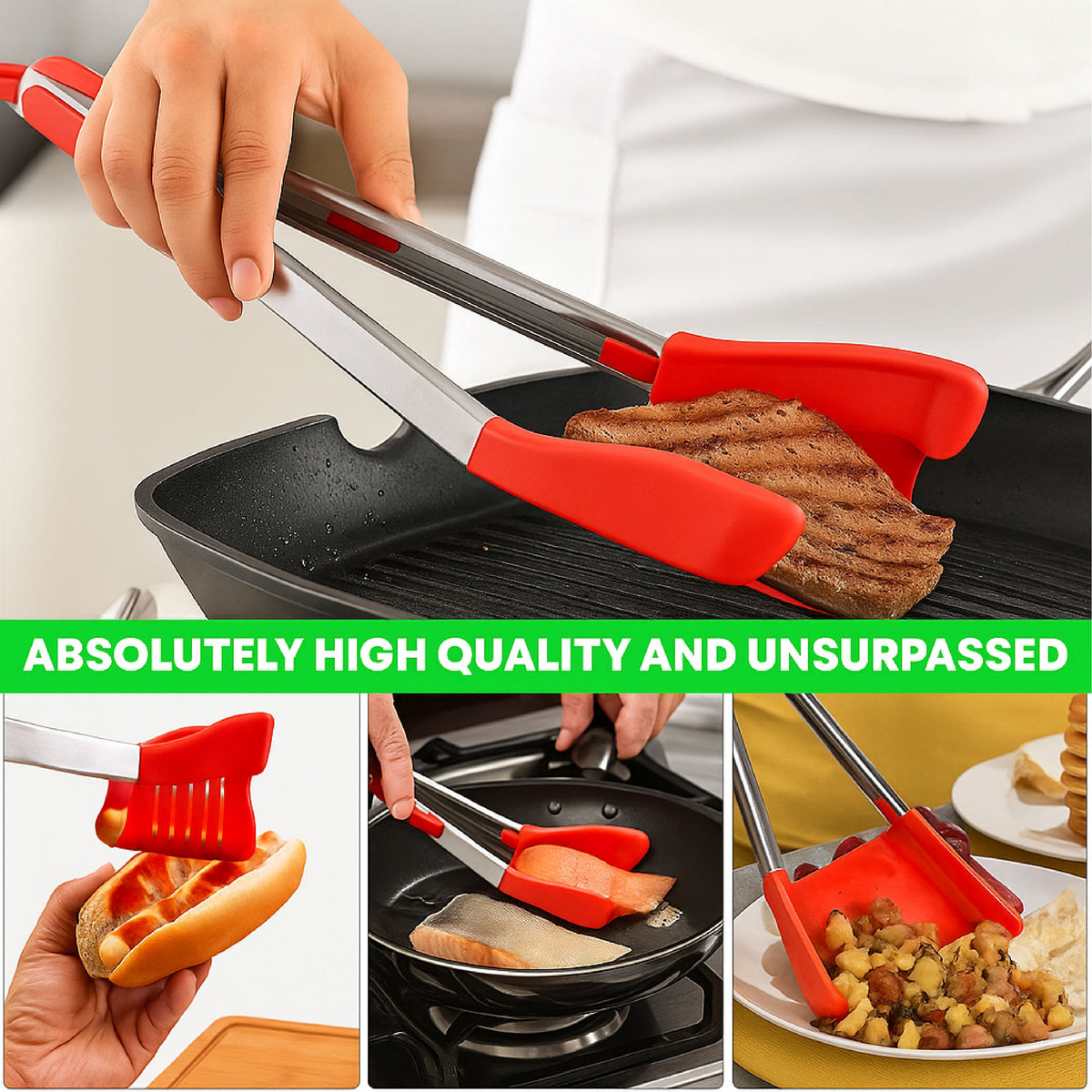 👍 HomeCleanGoods™ FlexiGrip Dual-Action Food Tongs
