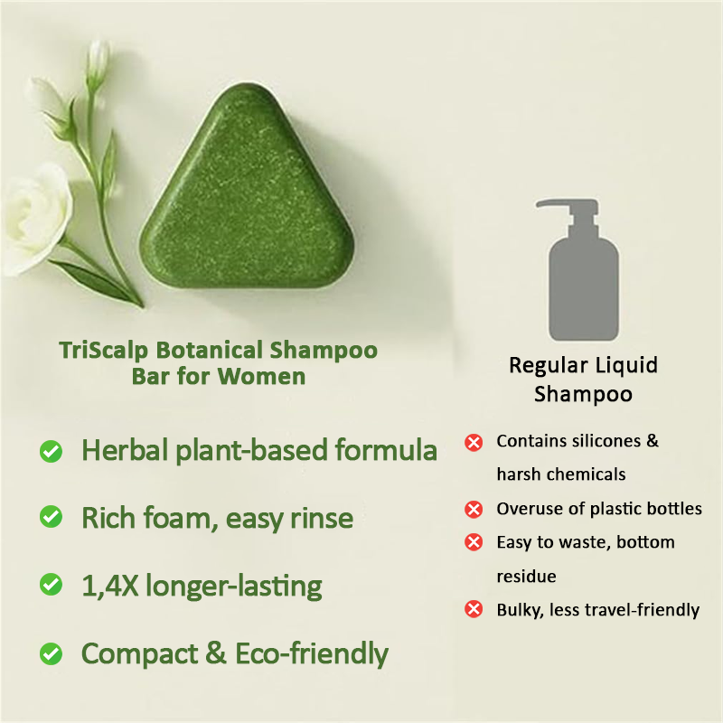 ComfortCornerUs™ TriScalp Botanical Shampoo Bar for Women