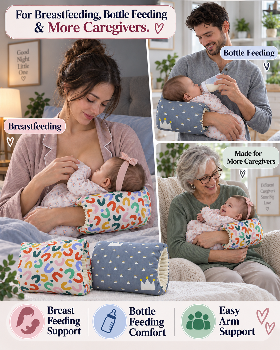 HomeCleanGoods™ BabyNest Cozy Cradle Arm Feeding Support Pillow