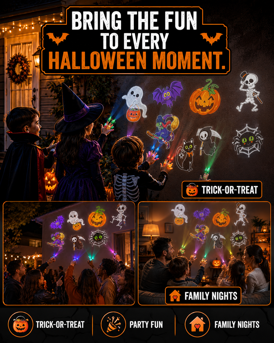 HomeCleanGoods™ BooPlay Halloween Mini Finger Projector Lights