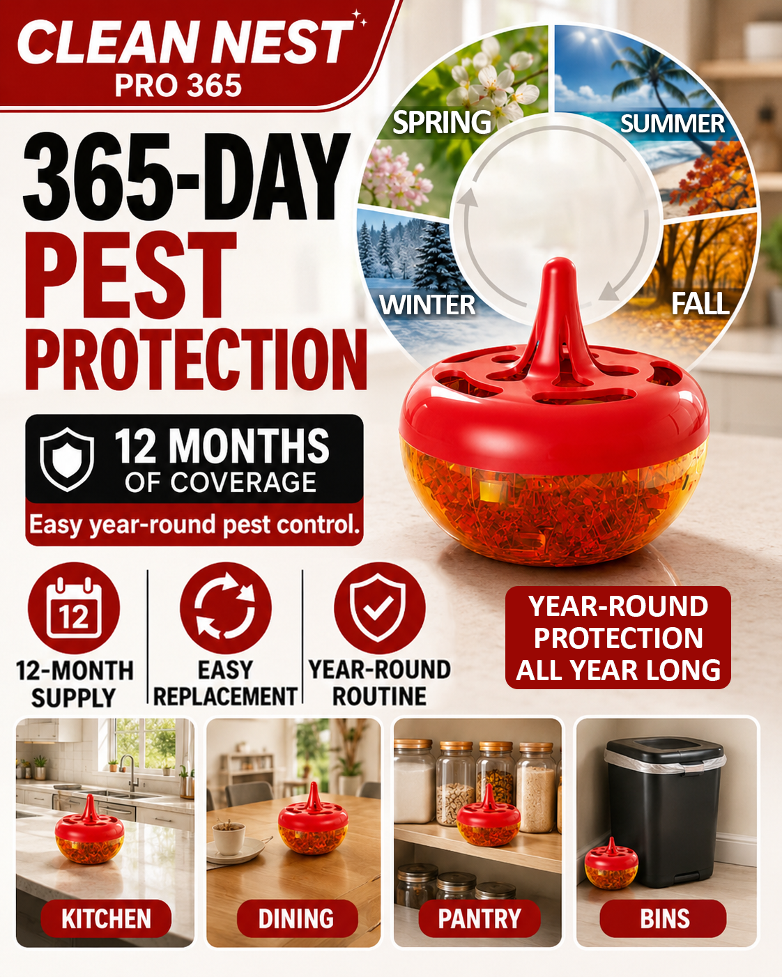 HomeCleanGoods™ CleanNest Pro 365 Fly & Multi-Pest Bait Trap