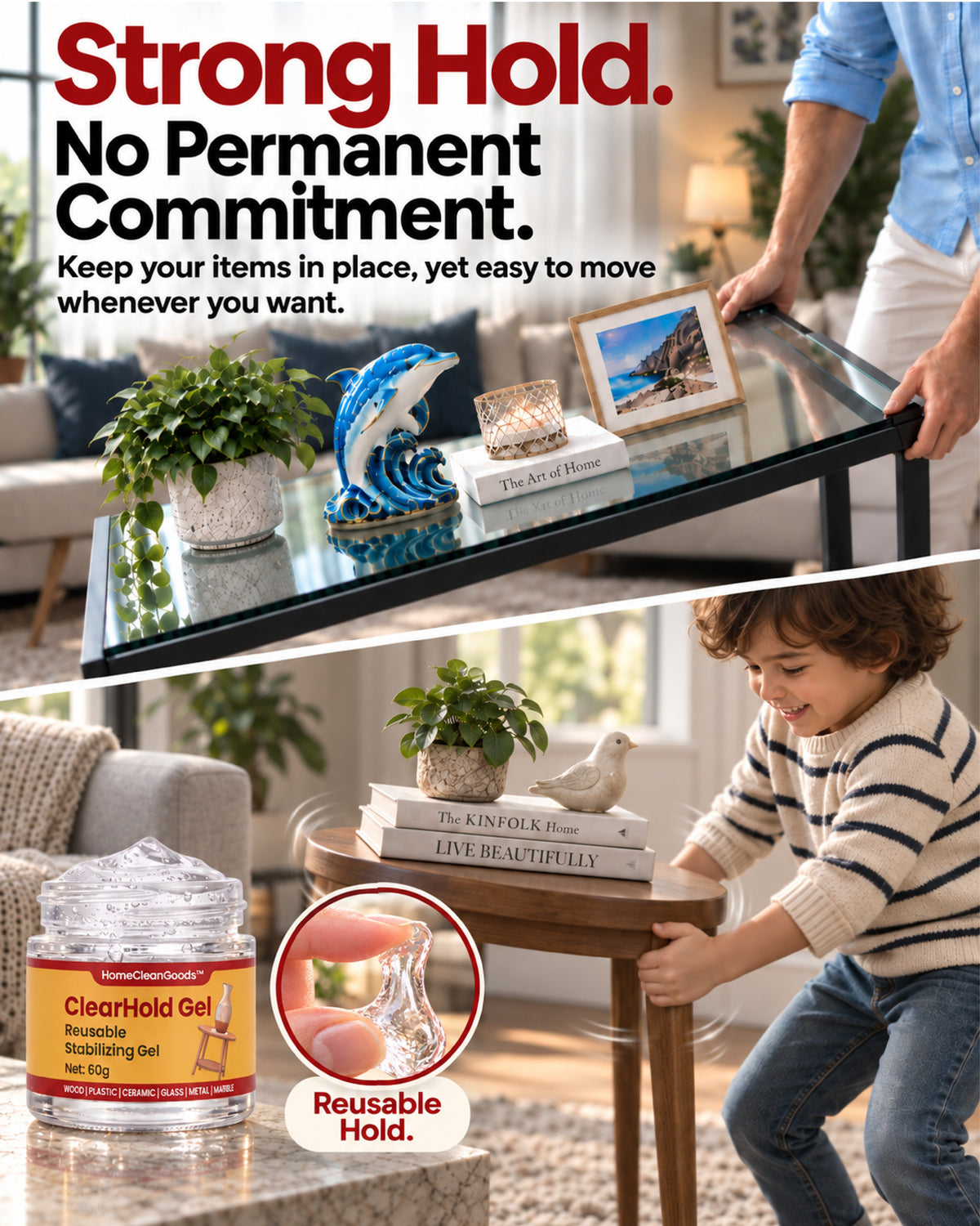 HomeCleanGoods™ ClearHold All-Purpose Reusable Stabilizing Gel