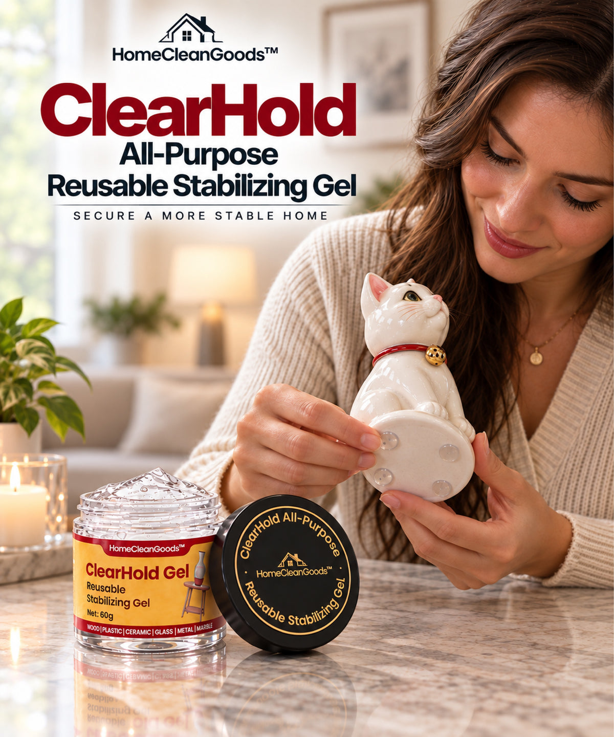 HomeCleanGoods™ ClearHold All-Purpose Reusable Stabilizing Gel