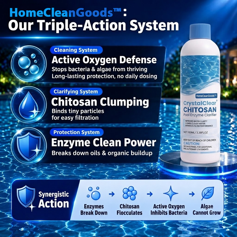 HomeCleanGoods™ CrystalClear Chitosan Pool Enzyme Clarifier
