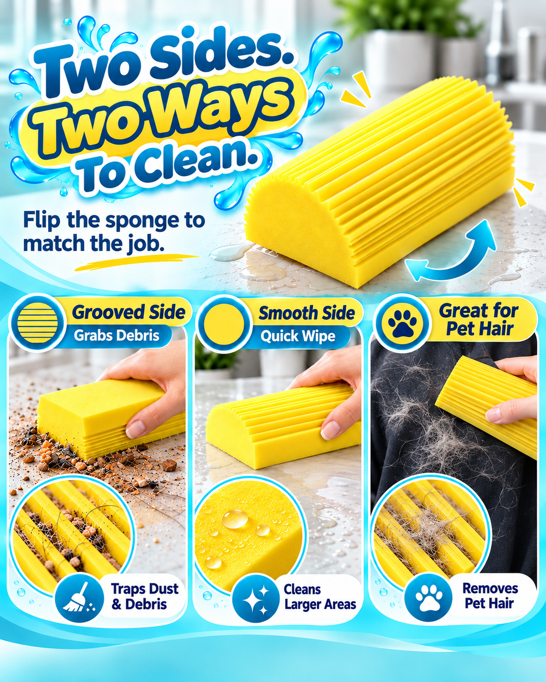 HomeCleanGoods™ DampCatch Multi-Surface PVA Dusting Sponge