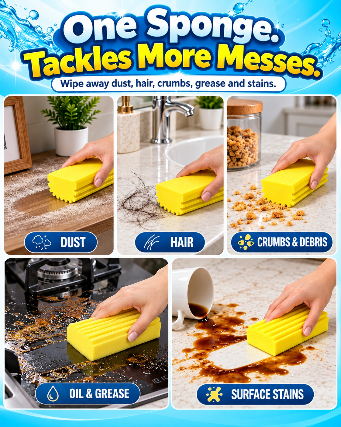 HomeCleanGoods™ DampCatch Multi-Surface PVA Dusting Sponge