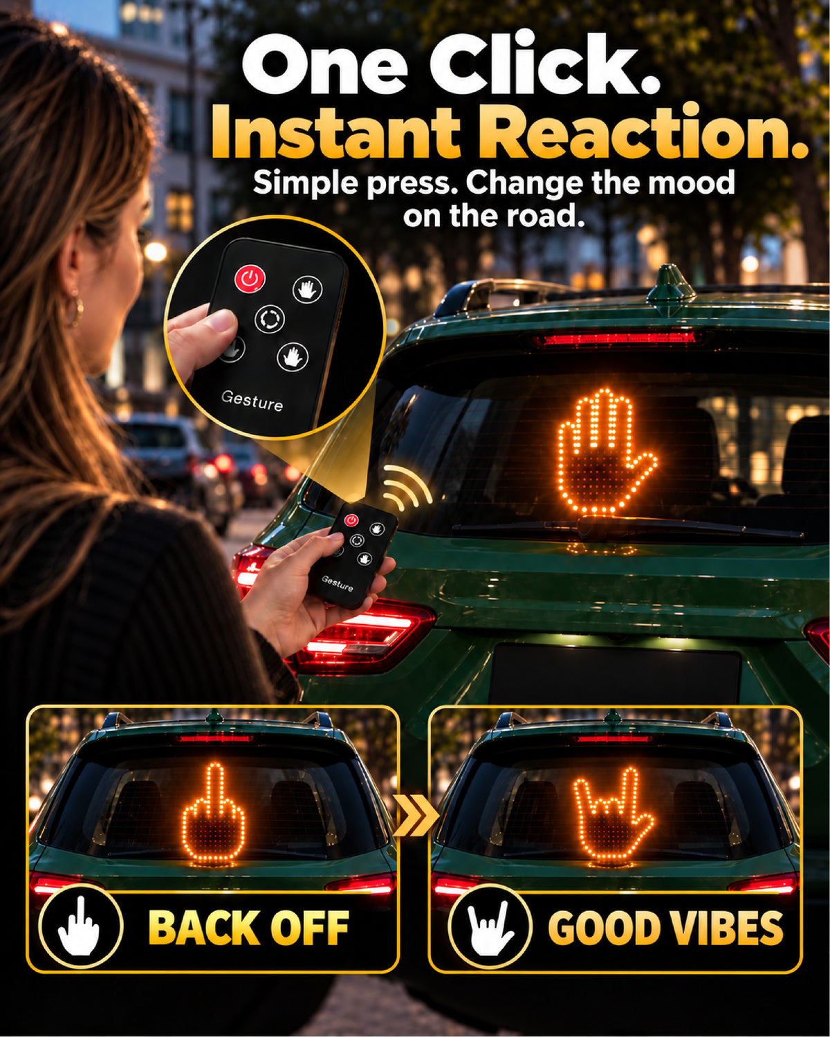 HomeCleanGoods™ DriveMoji Remote Hand Gesture Car LED Light