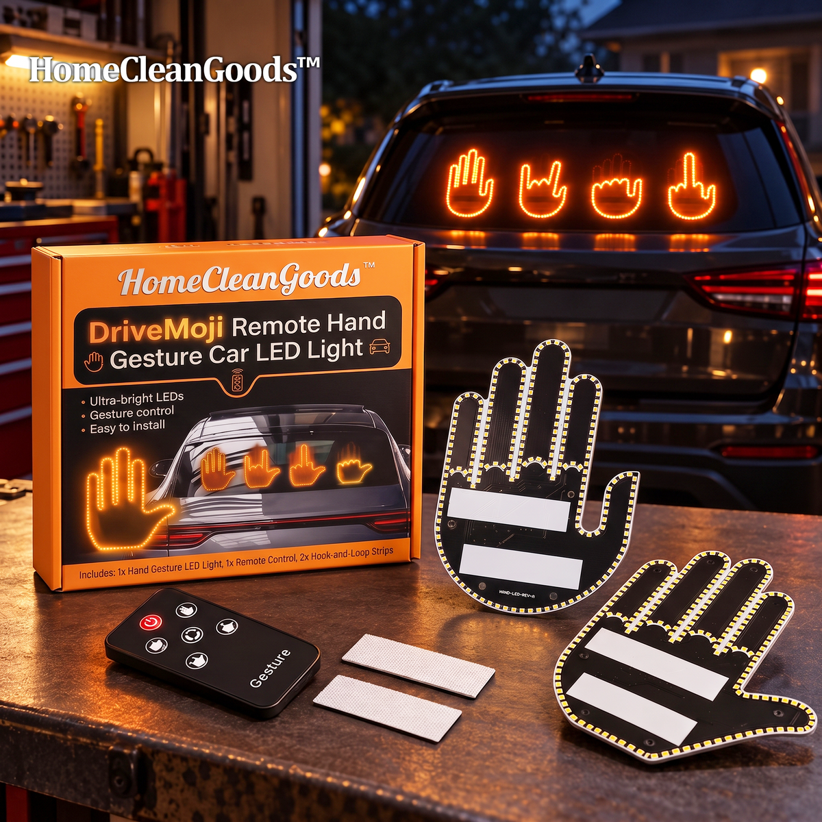 HomeCleanGoods™ DriveMoji Remote Hand Gesture Car LED Light