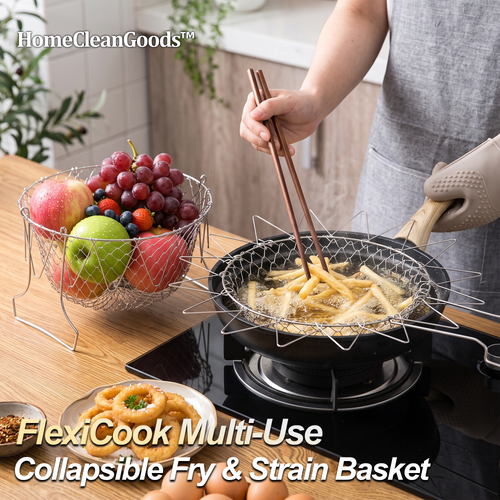 HomeCleanGoods™ FlexiCook Multi-Use Collapsible Fry & Strain Basket