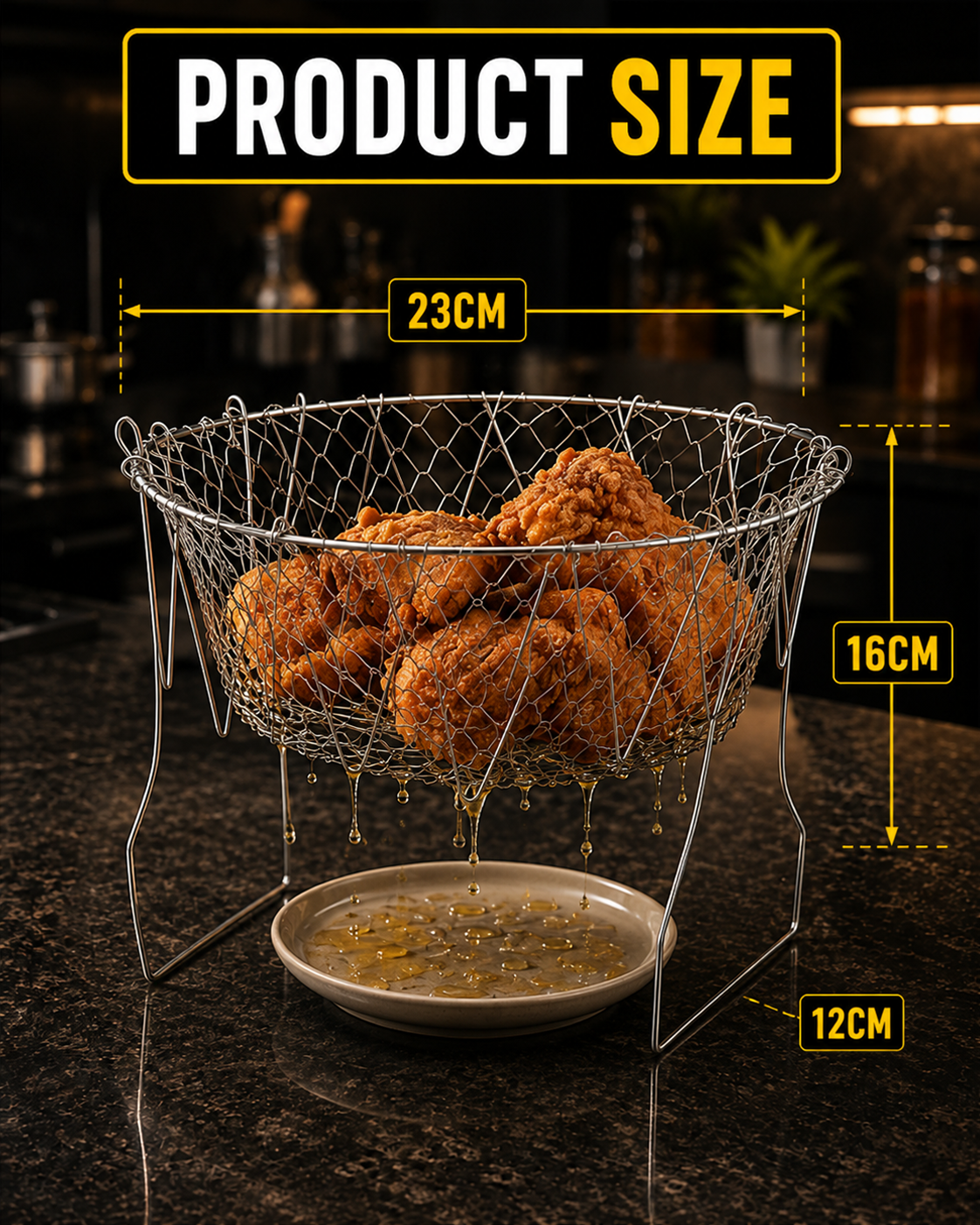HomeCleanGoods™ FlexiCook Multi-Use Collapsible Fry & Strain Basket