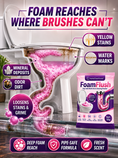 HomeCleanGoods™ FoamFlush Pipe-Safe Multi-Drain Cleaning Powder