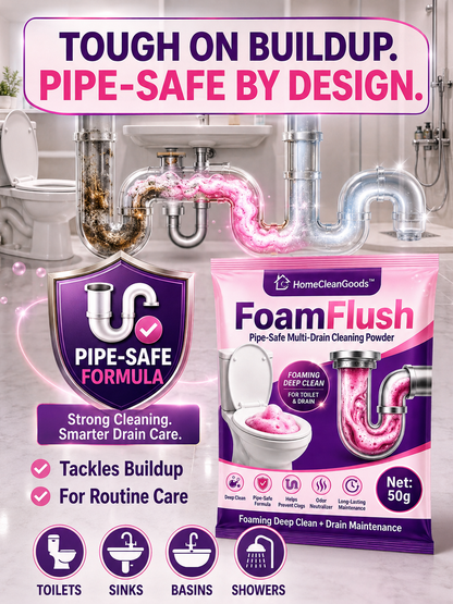HomeCleanGoods™ FoamFlush Pipe-Safe Multi-Drain Cleaning Powder