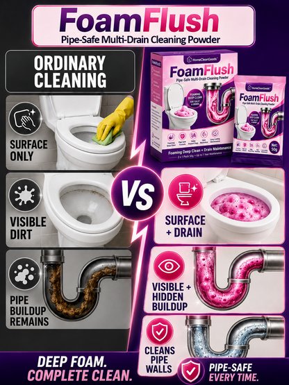 HomeCleanGoods™ FoamFlush Pipe-Safe Multi-Drain Cleaning Powder