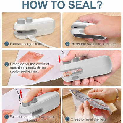 HomeCleanGoods™ FoodLock 2-in-1 Mini Heat Sealer Cutter