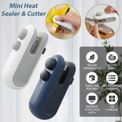 HomeCleanGoods™ FoodLock 2-in-1 Mini Heat Sealer Cutter