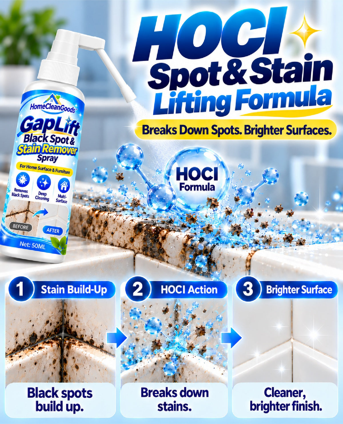 HomeCleanGoods™ GapLift Black Spot & Stain Remover Spray with Long Nozzle