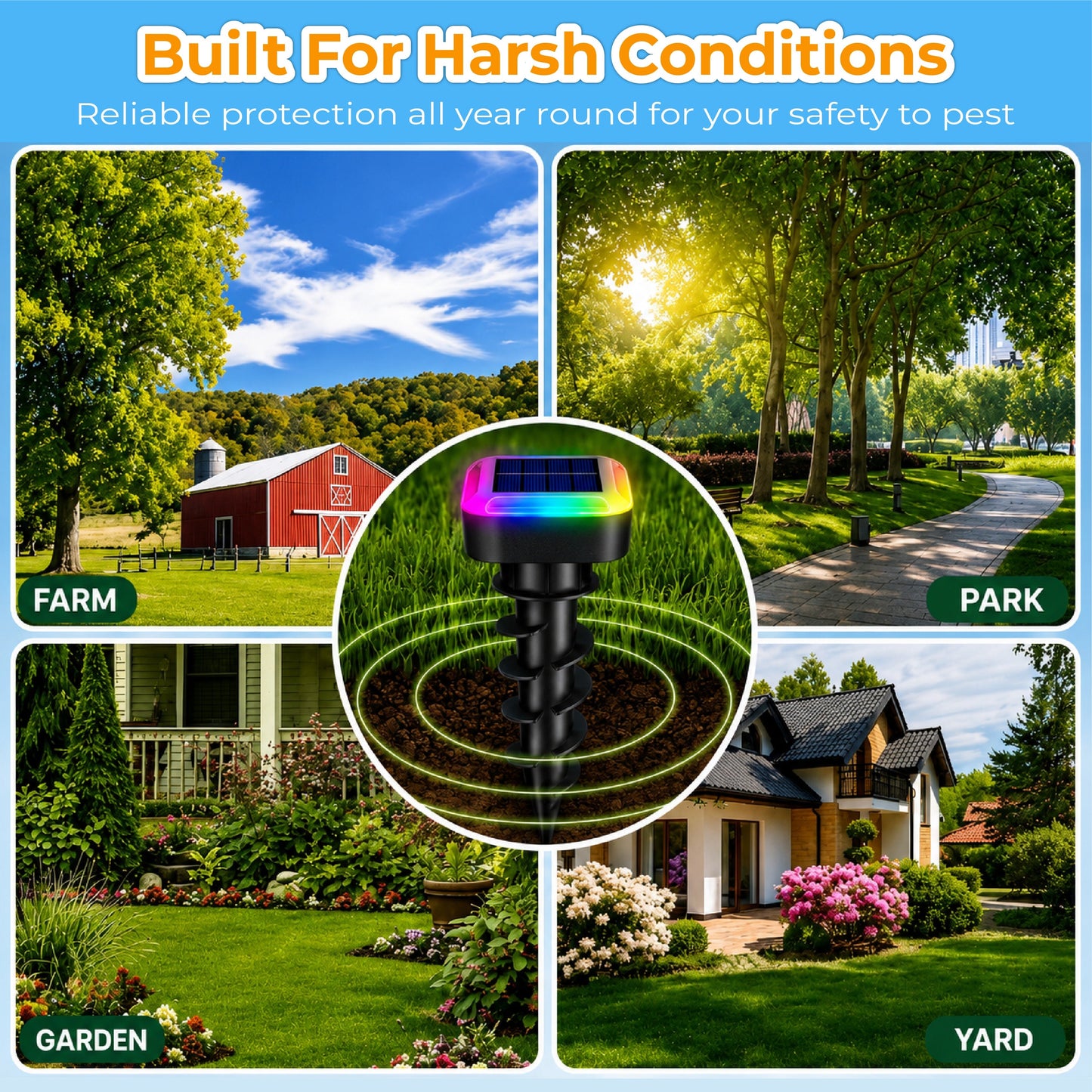 HomeCleanGoods™ GardenShield RGB Ultrasonic Pest Repeller