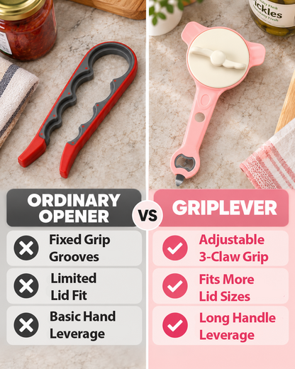 HomeCleanGoods™ GripLever 4-in-1 Adjustable 3-Claw Jar Opener