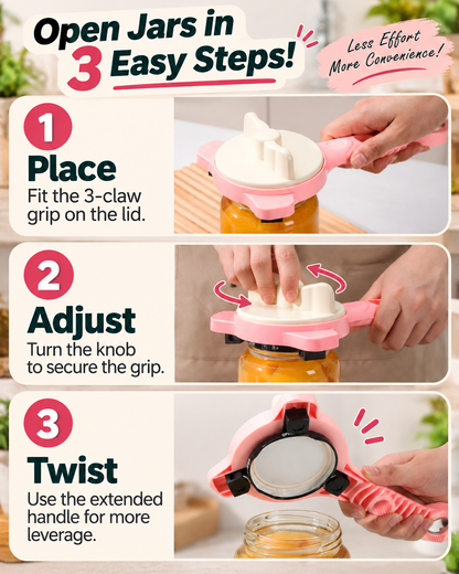 HomeCleanGoods™ GripLever 4-in-1 Adjustable 3-Claw Jar Opener