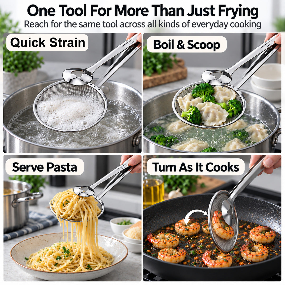 HomeCleanGoods™ GripStrain 2-in-1 Kitchen Strainer Tong