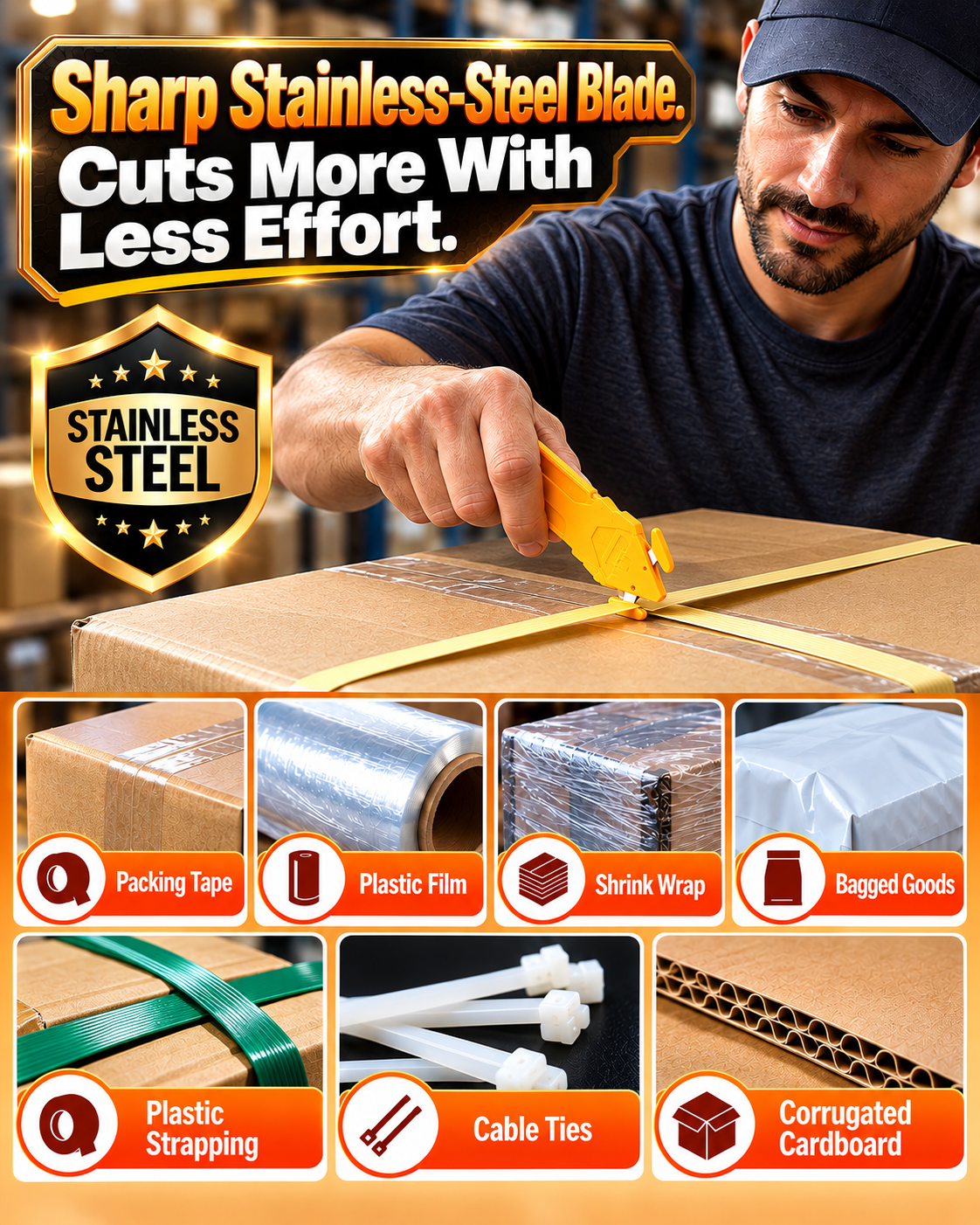 HomeCleanGoods™ GuardCut Concealed-Blade Package Safety Cutter