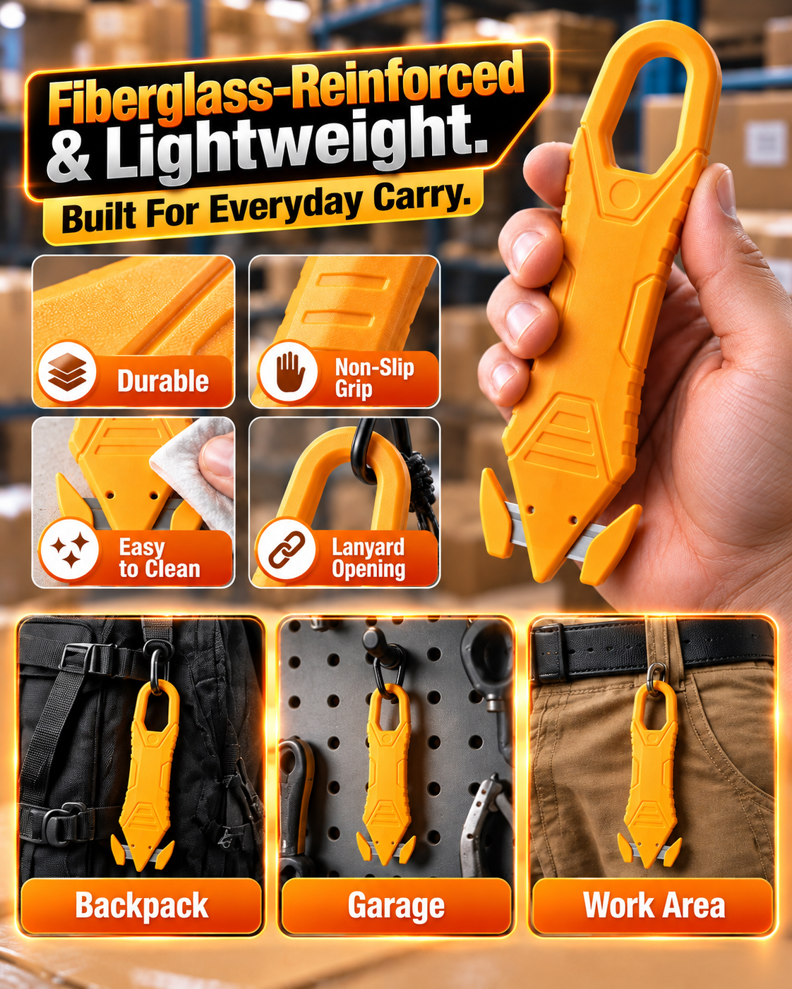 HomeCleanGoods™ GuardCut Concealed-Blade Package Safety Cutter