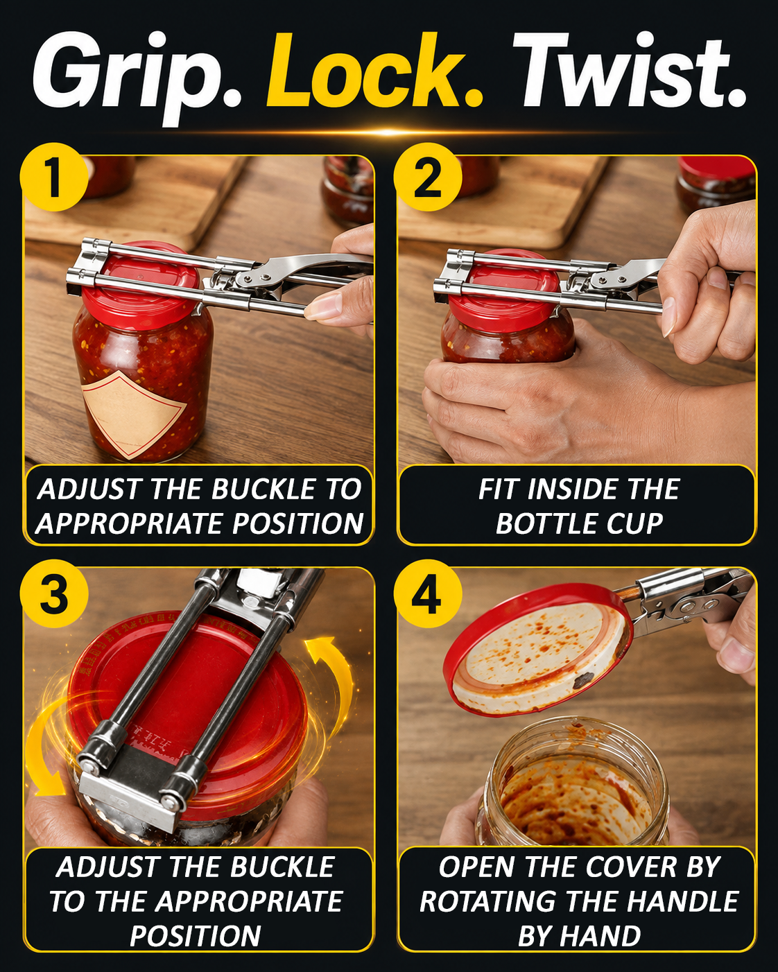 HomeCleanGoods™ LidEase Adjustable Grip-Assist Jar & Bottle Opener