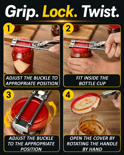 HomeCleanGoods™ LidEase Adjustable Grip-Assist Jar & Bottle Opener