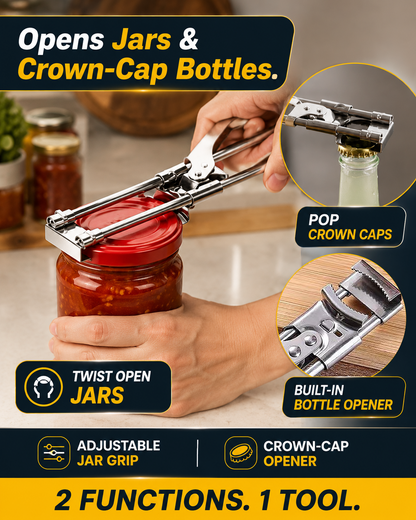 HomeCleanGoods™ LidEase Adjustable Grip-Assist Jar & Bottle Opener