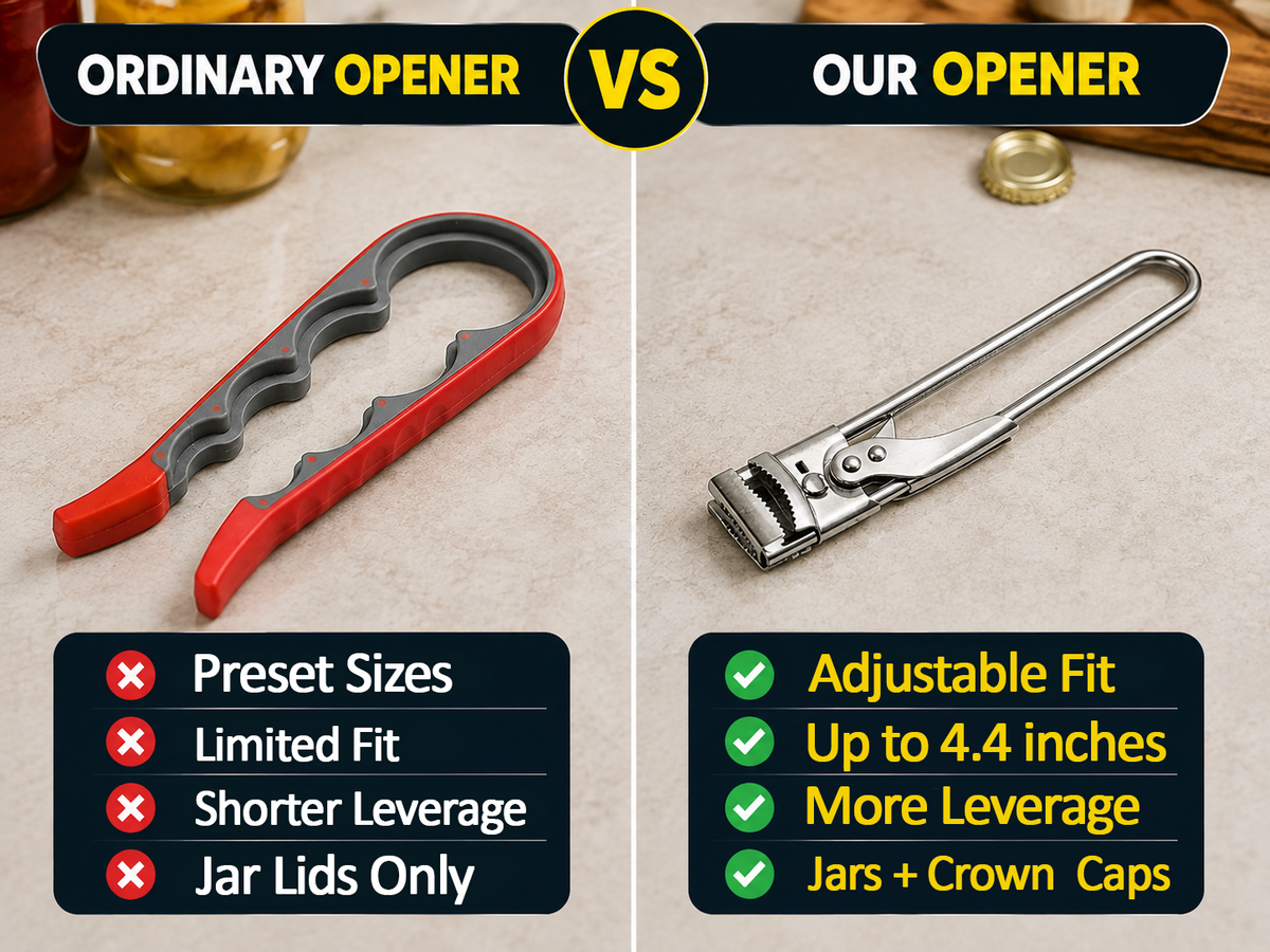 HomeCleanGoods™ LidEase Adjustable Grip-Assist Jar & Bottle Opener