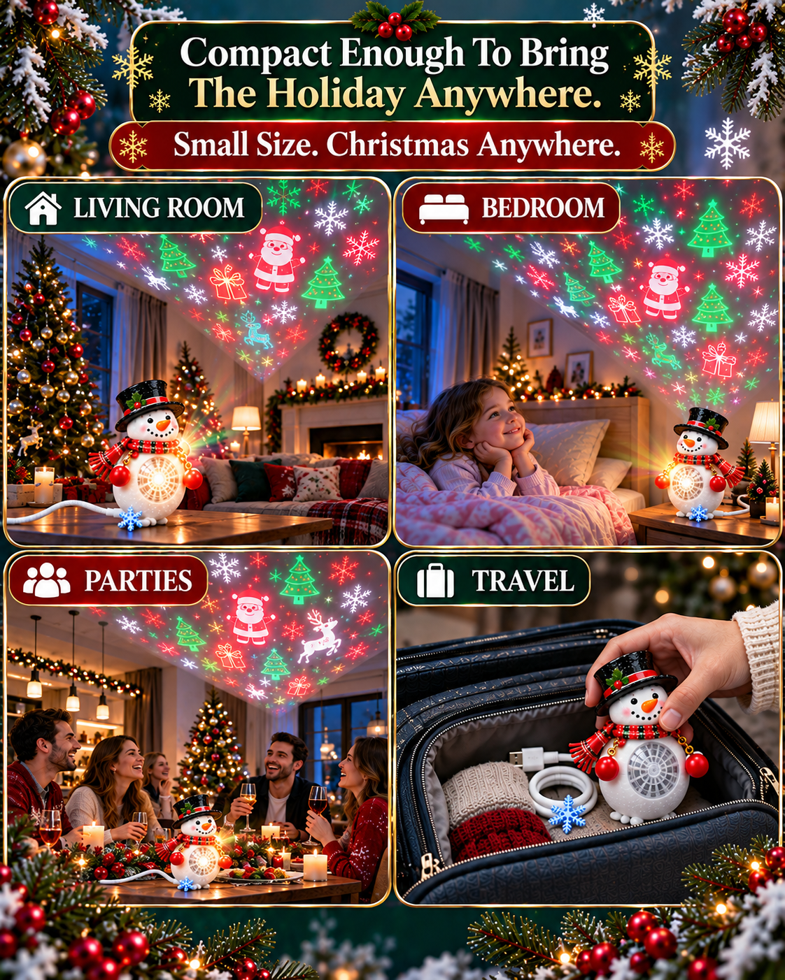 HomeCleanGoods™ MerryGlow 360° Mini Christmas Night Projector
