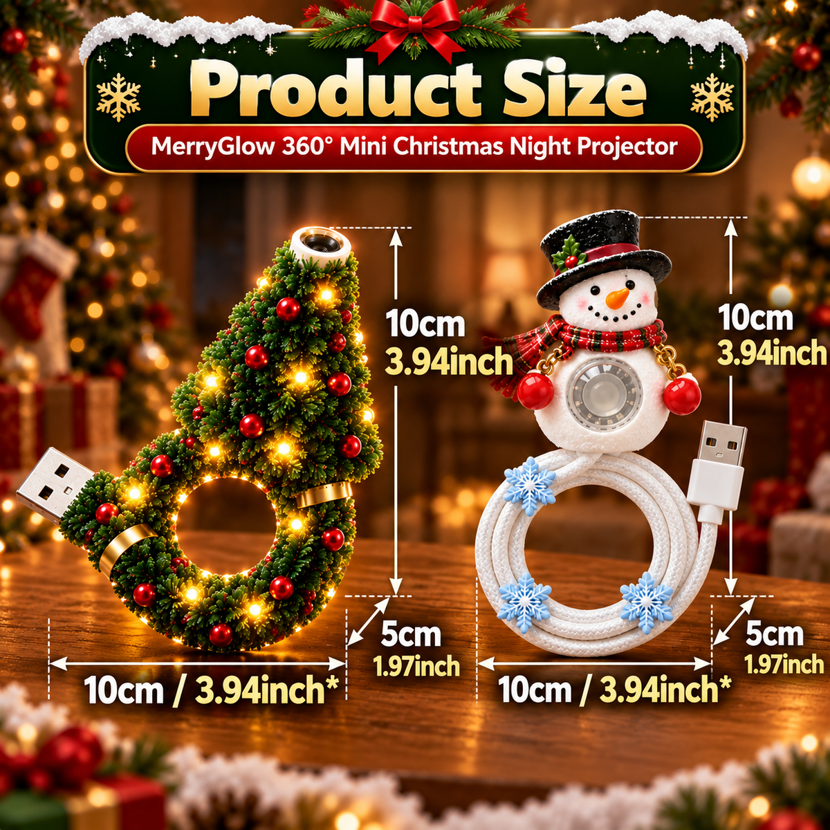 HomeCleanGoods™ MerryGlow 360° Mini Christmas Night Projector