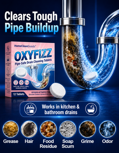 HomeCleanGoods™ OxyFizz Pipe-Safe Drain Cleaning Tablets