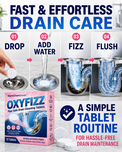 HomeCleanGoods™ OxyFizz Pipe-Safe Drain Cleaning Tablets