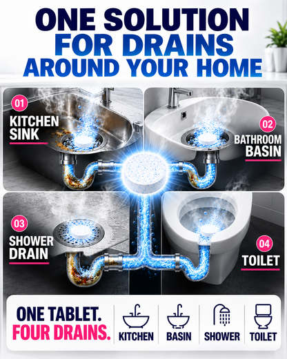 HomeCleanGoods™ OxyFizz Pipe-Safe Drain Cleaning Tablets