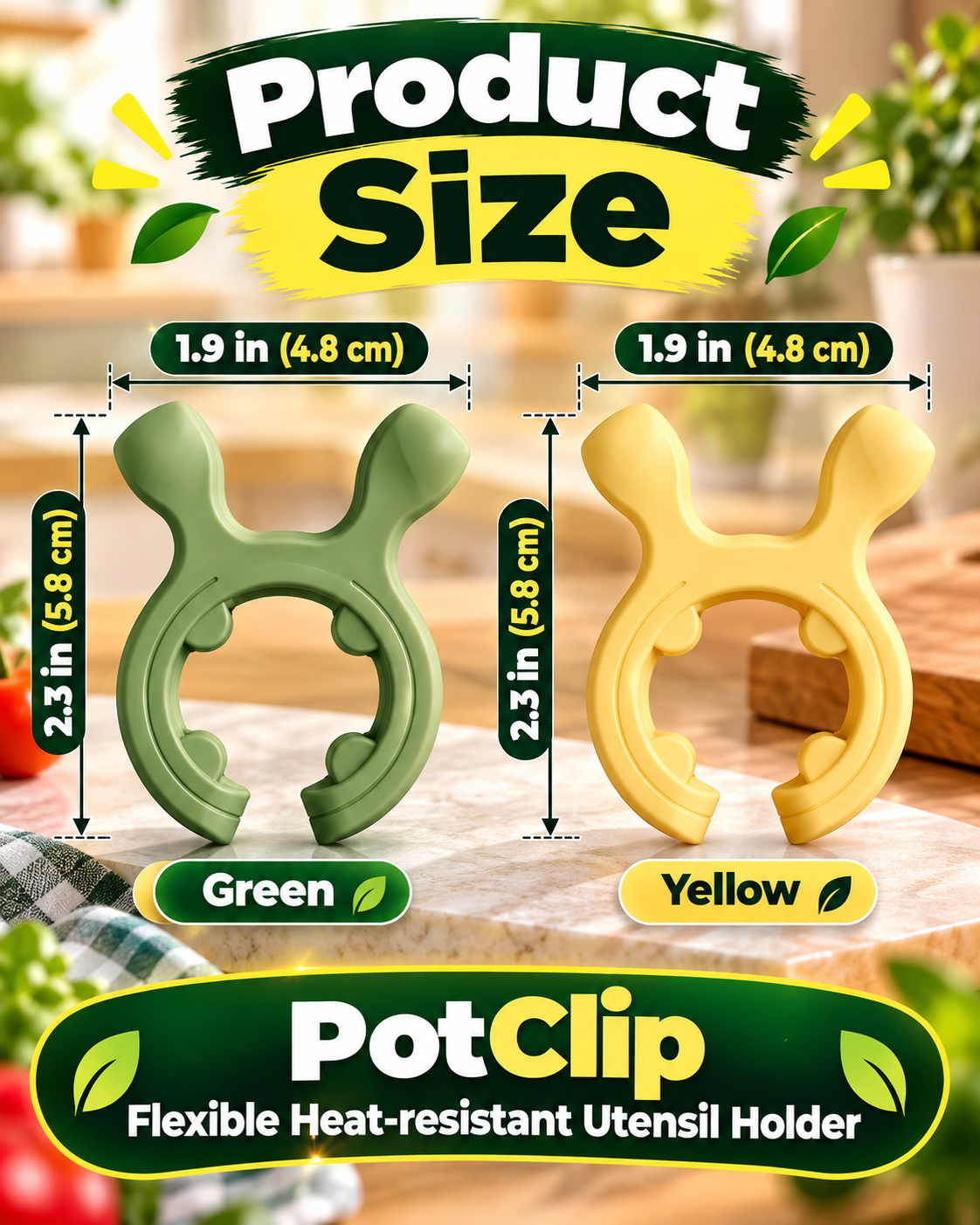 HomeCleanGoods™ PotClip Flexible Heat-resistant Utensil Holder