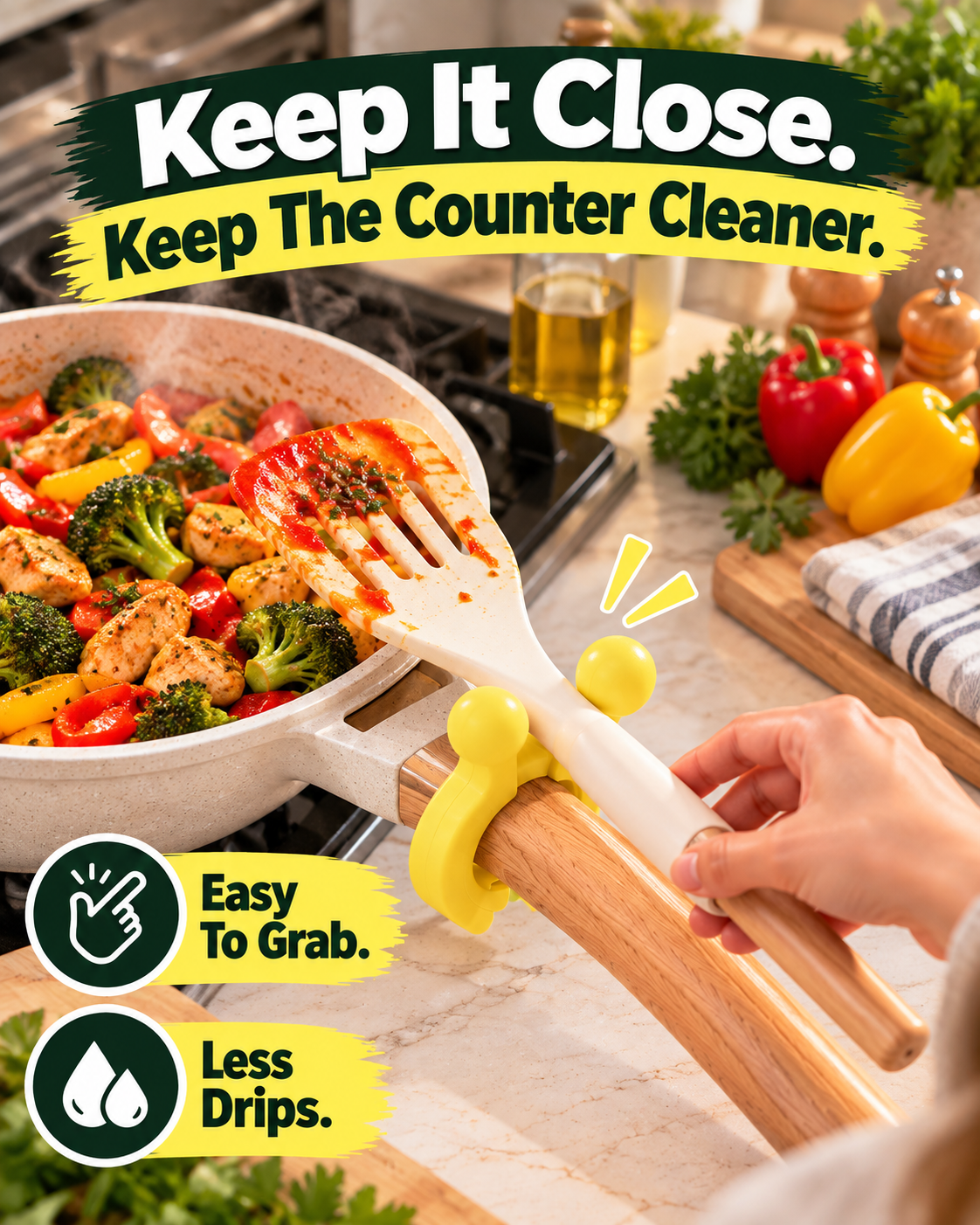 HomeCleanGoods™ PotClip Flexible Heat-resistant Utensil Holder