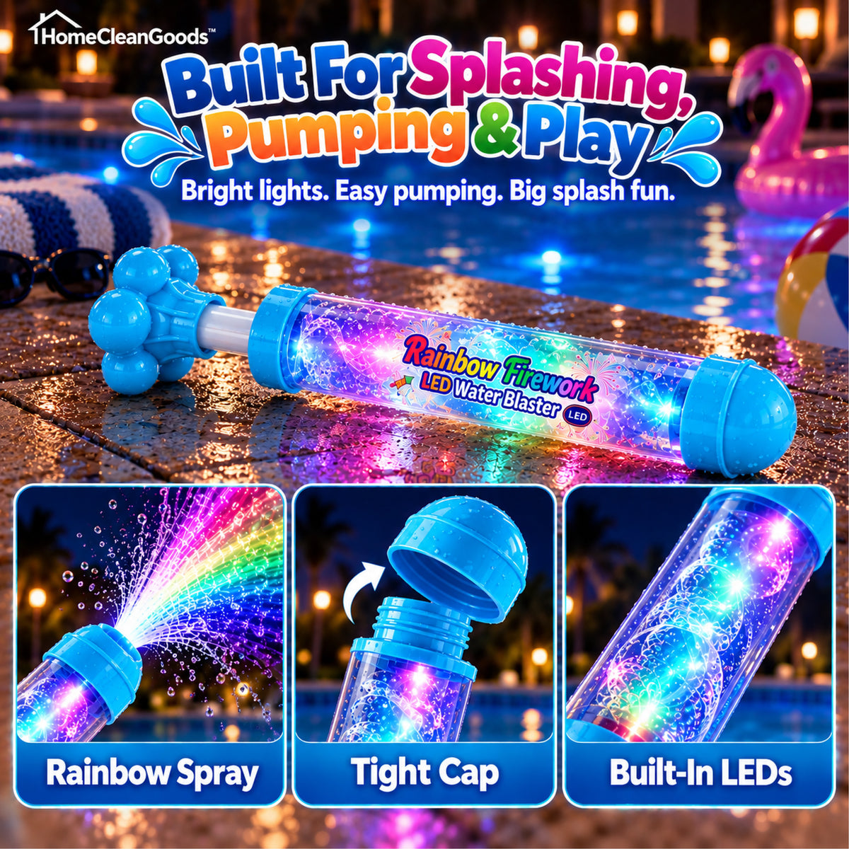 HomeCleanGoods™ PrismSplash Rainbow Firework LED Water Blaster