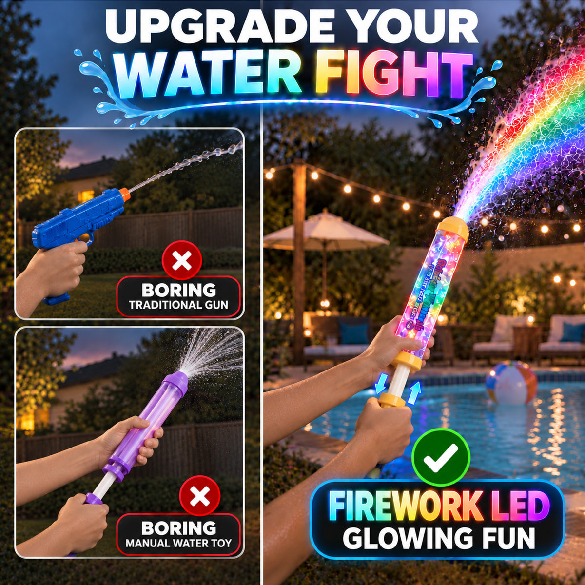 HomeCleanGoods™ PrismSplash Rainbow Firework LED Water Blaster