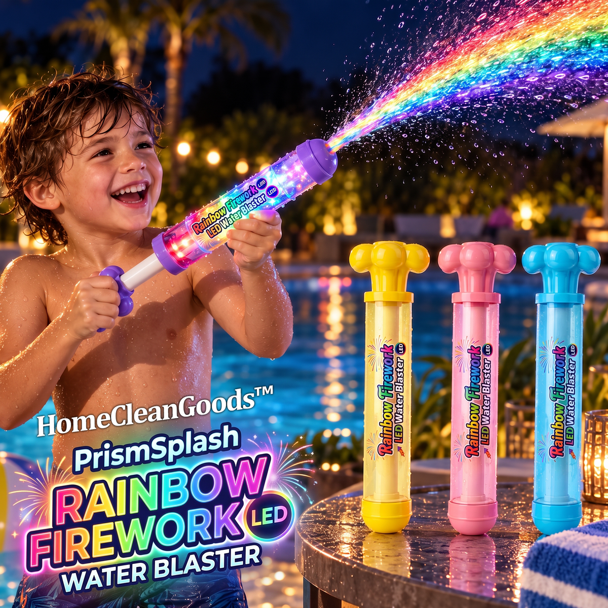 HomeCleanGoods™ PrismSplash Rainbow Firework LED Water Blaster