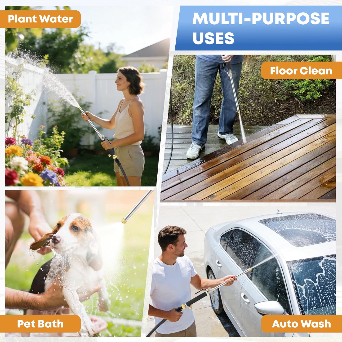 HomeCleanGoods™ QuickWash Heavy-Duty Pressure Wand