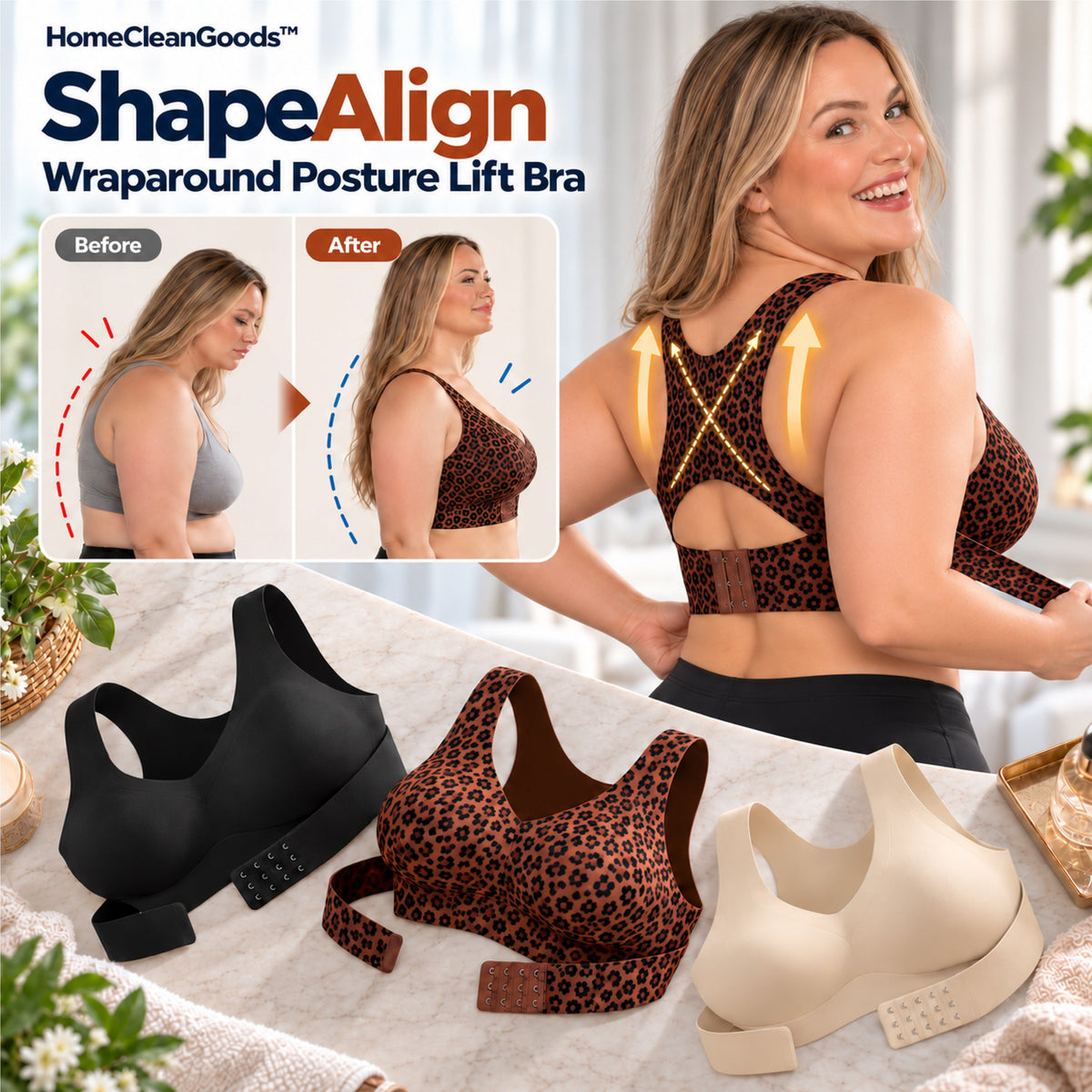 HomeCleanGoods™ ShapeAlign Wraparound Posture Lift Bra